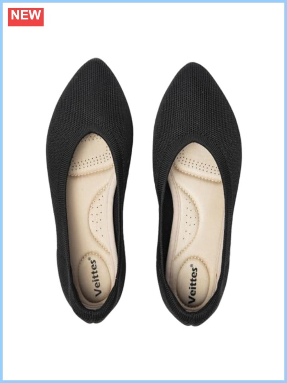 Women's Wide Width Pointy Knit Ballet Flats